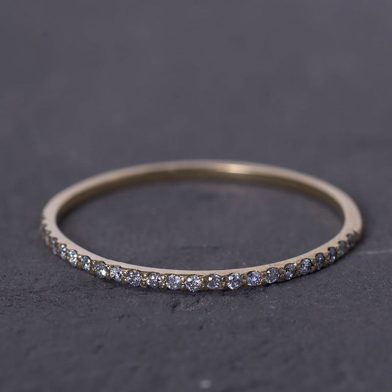 14K Gold Half Eternity Ring with diamonds 5 | one2threejewelry.com