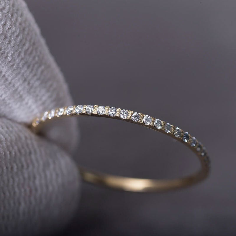 14K Gold Half Eternity Ring with diamonds 6 | one2threejewelry.com