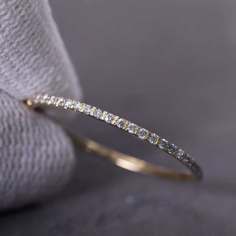 14K Gold Half Eternity Ring with diamonds 7 | one2threejewelry.com