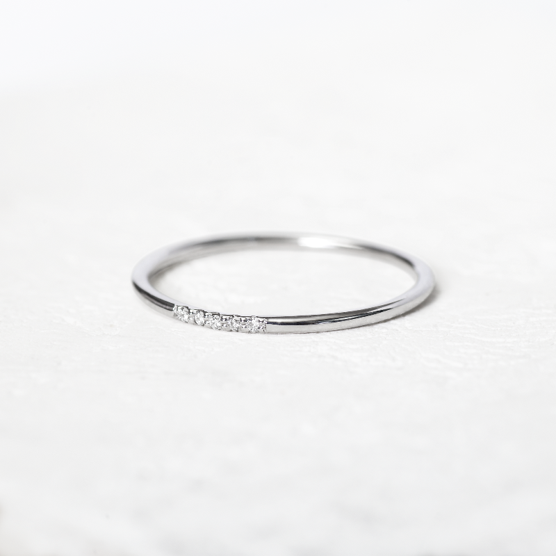 Dainty white clearance gold wedding band