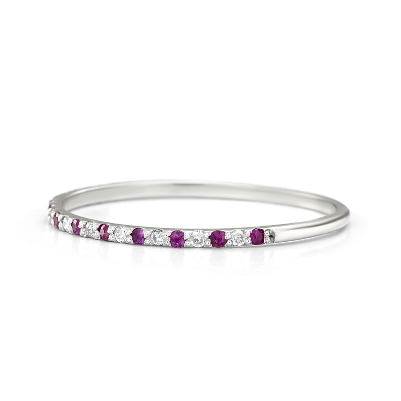 Rubies and Diamond Wedding Band_14KWhiteGold