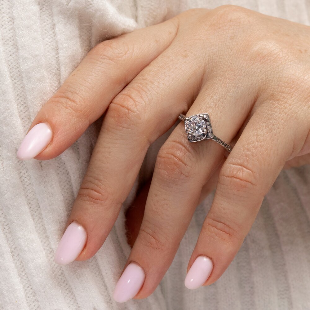 Rose Moissanite Floral Engagement Ring