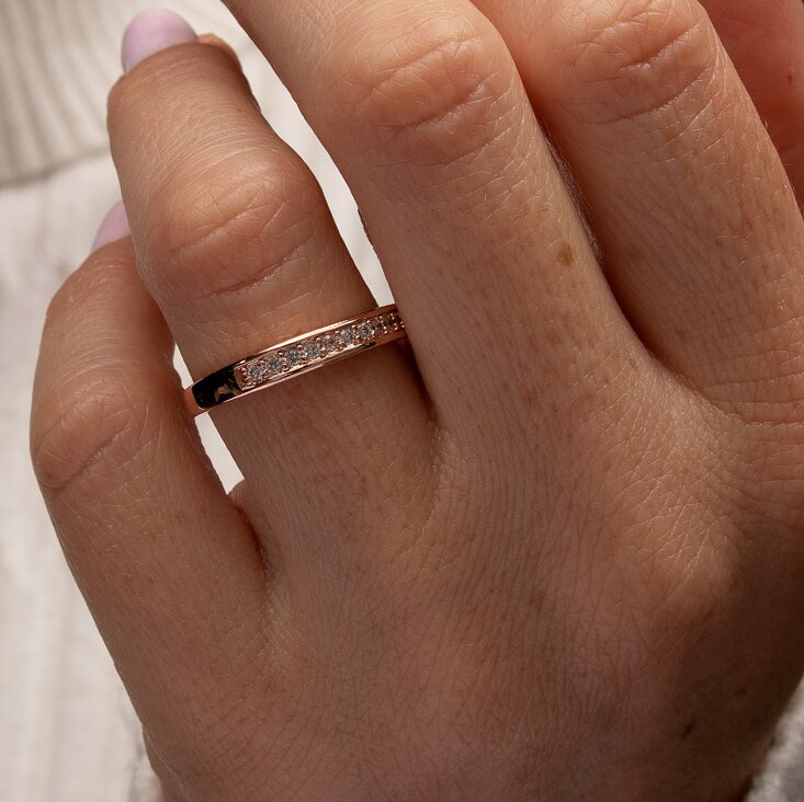 Rose Gold Eternity Wedding Band with Diamonds1