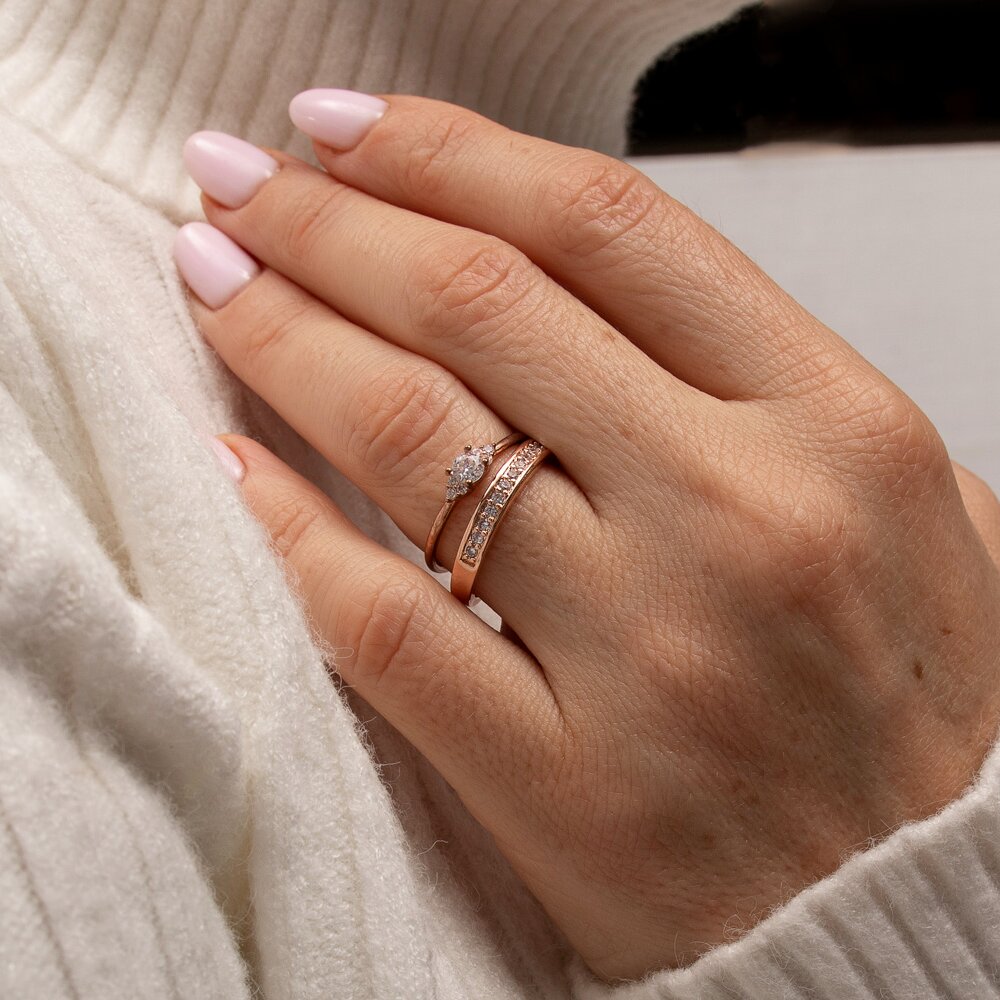 Rose Gold Eternity Wedding Band with Diamonds67