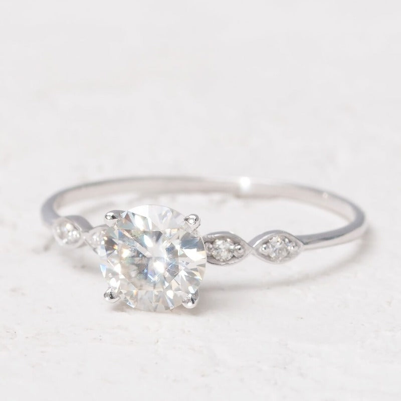 Moissanite Ring with Diamonds_14K_white_gold1