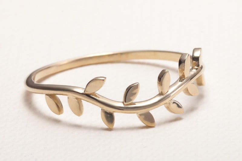 Olive Tree Branch Ring_14K_Yellow_Gold