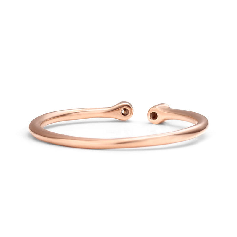 Rose Gold Open Ring with 2 diamonds 3 | one2threejewelry.com