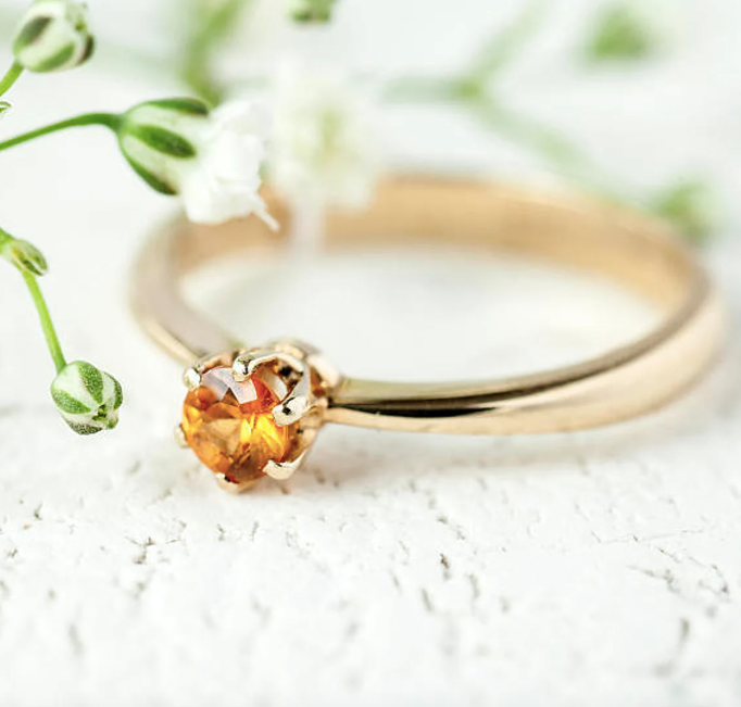 Simple Promise Ring with Yellow Sapphire_1