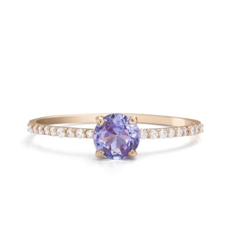 14K_Yellow_GOld_Tanzanite Engagement Ring_with_diamonds