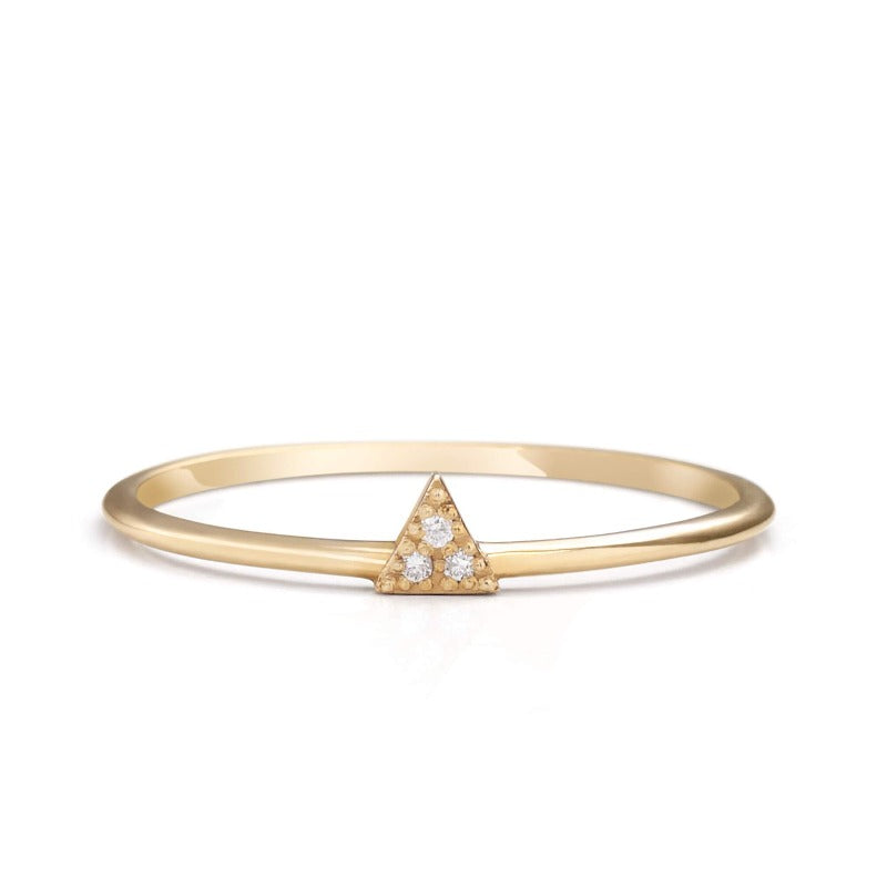 14K_yellow_gold_Triangle Diamond Dainty Ring