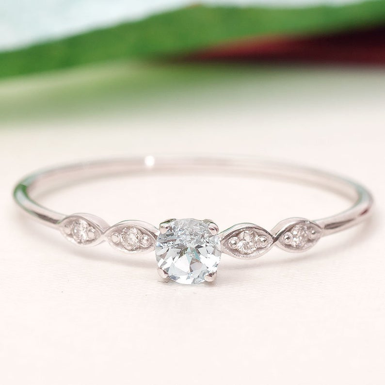 Aquamarine Promise Ring