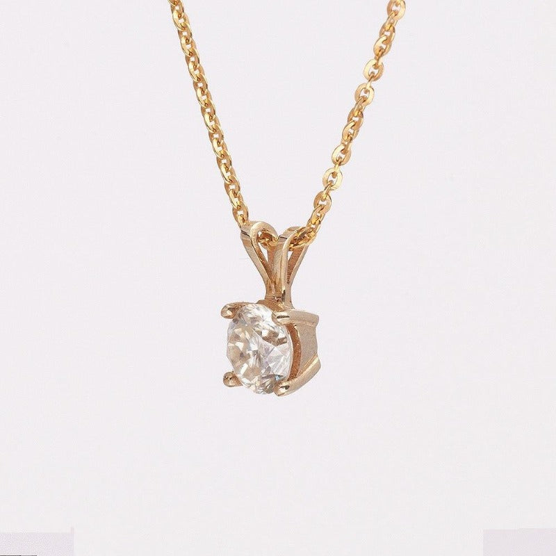 Moissanite Necklace_14K_Yeloow_Gold_Chain2