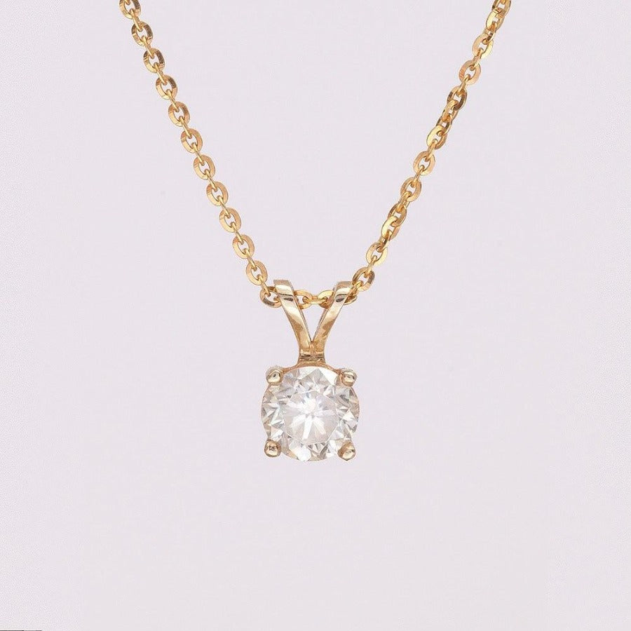 Moissanite Necklace_14K_Yeloow_Gold_Chain