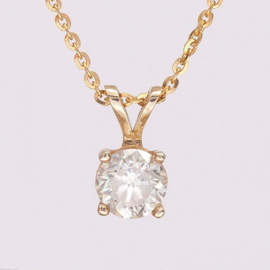 Moissanite Necklace_14K_Yeloow_Gold_Chain1