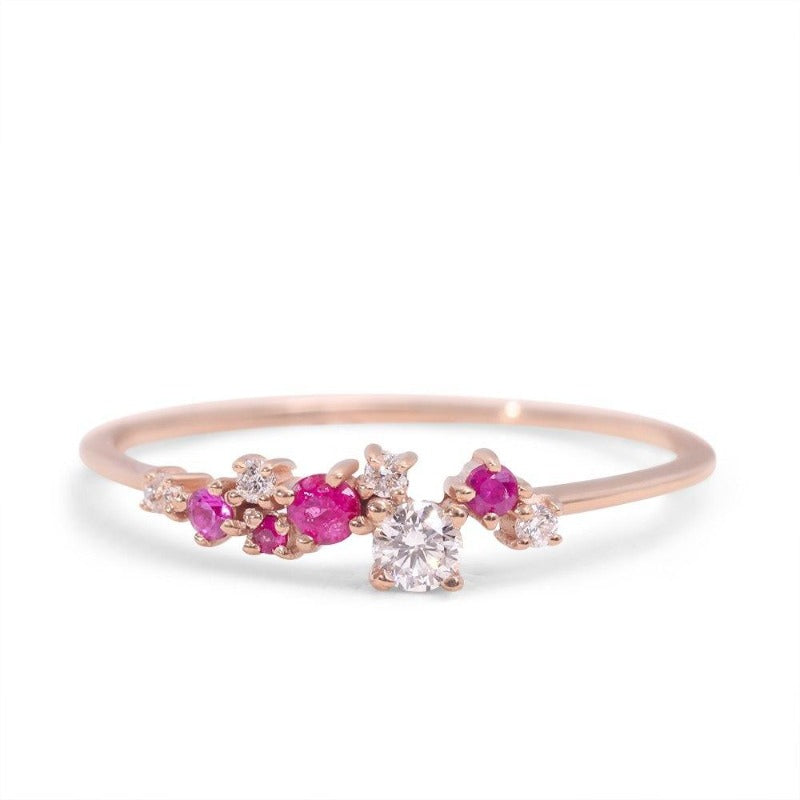 Dainty Ruby Ring for Women with Diamonds