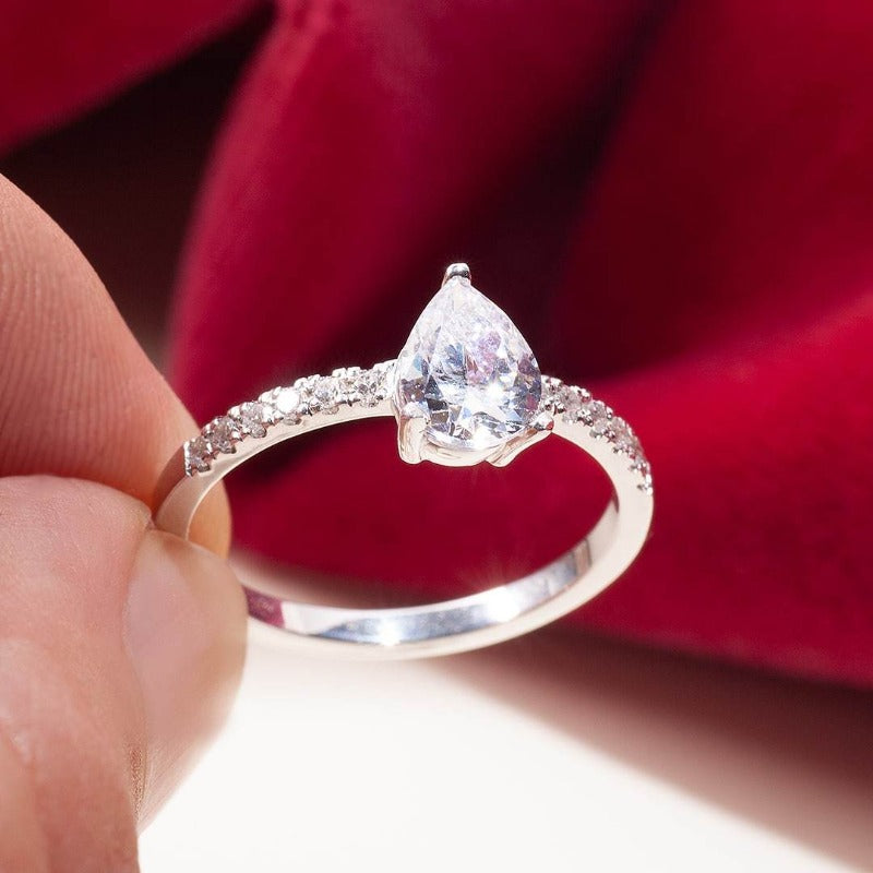 Pear Shaped Moissanite Engagement Ring_photo_one2threejewelry